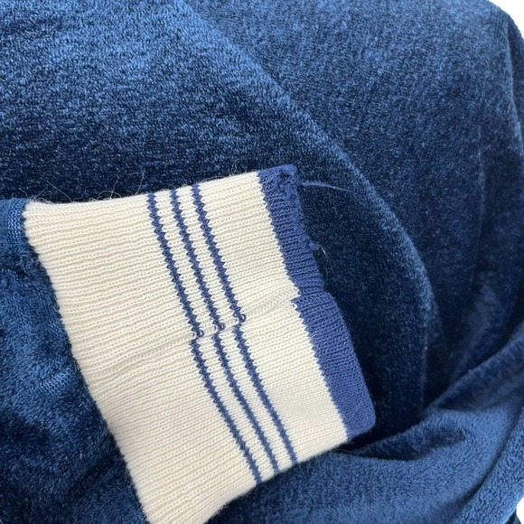Vintage 70’s Track Jacket Terry Cloth Velour Full Zip Navy Stripe Large - Picture 8 of 9